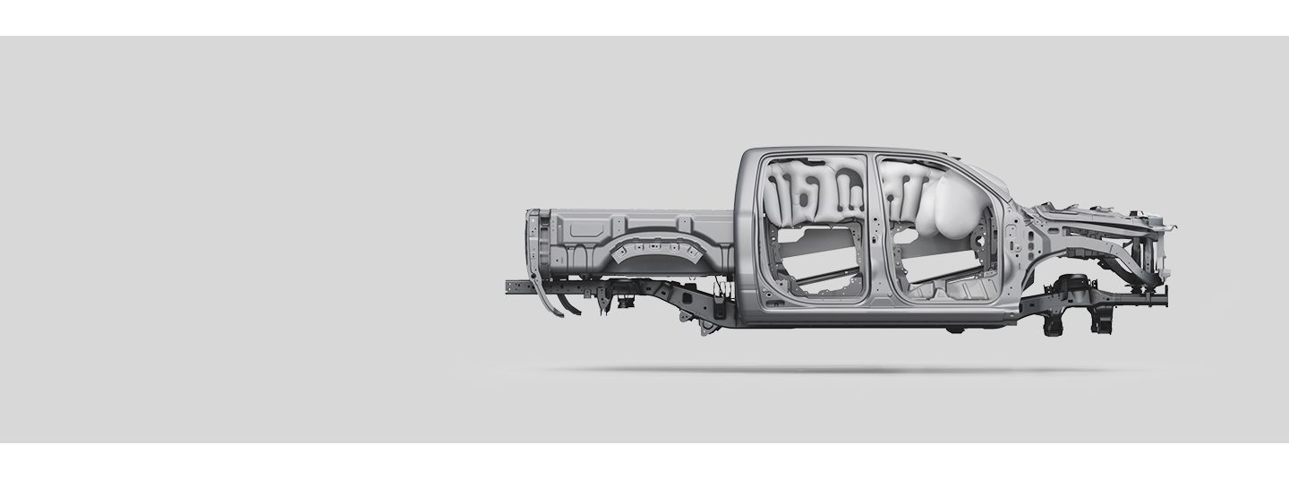An under-the-skin view of the frame and safety features on a 2020 Ram 1500.